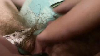 Morning Orgasm Long clitoris rubbing inside insane closeup pretty bushy cunt pov