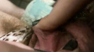 Morning Orgasm Long clitoris rubbing inside insane closeup pretty bushy cunt pov