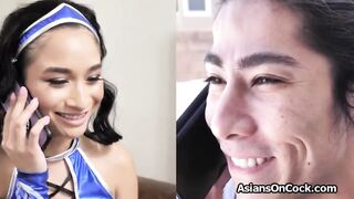 Kitana gags on a huge penis