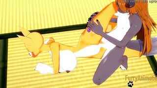 Digimon Anime - Taomon & Grey Fox oral sex hand job boobjob and screwed with multiples creampie 2/2