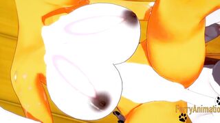 Digimon Anime - Taomon & Grey Fox oral sex hand job boobjob and screwed with multiples creampie 2/2