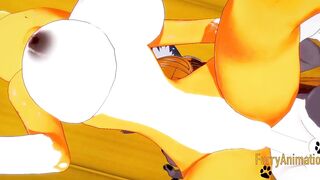 Digimon Anime - Taomon & Grey Fox oral sex hand job boobjob and screwed with multiples creampie 2/2