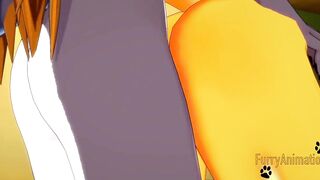 Digimon Anime - Taomon & Grey Fox oral sex hand job boobjob and screwed with multiples creampie 2/2