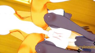 Digimon Anime - Taomon & Grey Fox oral sex hand job boobjob and screwed with multiples creampie 2/2
