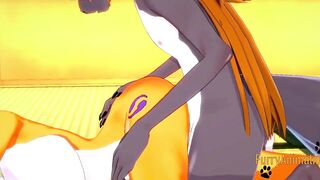 Digimon Anime - Taomon & Grey Fox oral sex hand job boobjob and screwed with multiples creampie 2/2