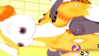 Digimon Anime - Taomon & Grey Fox oral sex hand job boobjob and screwed with multiples creampie 2/2