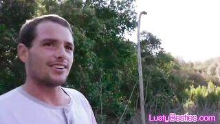 Hiking guide fucks 3 babes into the wild