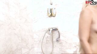 German blonde tattoo model lesbians banged! in bathroom