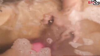 German blonde tattoo model lesbians banged! in bathroom