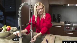 Slender Chloe Foster Masturbates on the Kitchen Counter Bimbo two