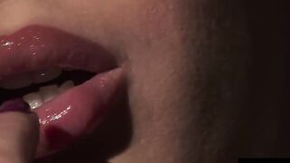 Cute thin chick fucks her tight asshole with a giant