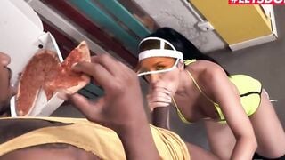 HORNYHOSTEL - (Julia De Lucia, Jesus Reyes) - Huge Boobs Pizza bimbos Bangs