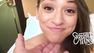 Watch this BEAUTY dark haired teenie yr mature inhale a 8 inch dick