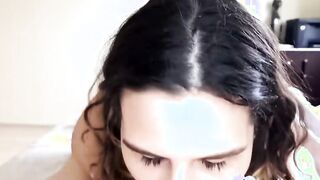 Beautiful gf sucks on my throbbing rod