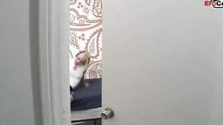 Blonde college cunt with mouth with natural tits fucks with the cleaning guy