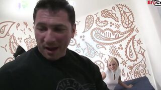 Blonde college cunt with mouth with natural tits fucks with the cleaning guy