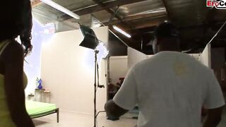 Slender black sluts sharing a gigantic african penis in a