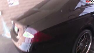 Blonde Mom with incredible gigantic boobs make a Bombshell carwash