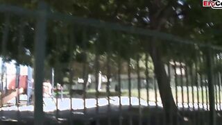 Huge Boobies Yoga Cougar with perfect melons pick up into the