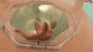 Blonde hoe with natural boobs anal fuck in a spa