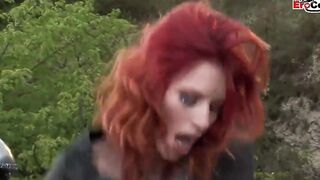 Outdoors analsex during a roleplay with a red hair thot