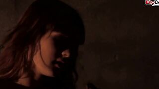 Slender dark hair cougar with small boobies tries vaginally and anally