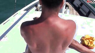 Long Tit african haired Women fucks on a boat inside an anal three way