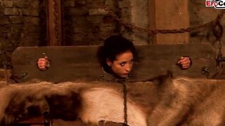 Anal costume sex party with three skinny dark hair Women