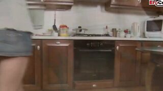 Small booty from a slender bimbos banged into the kitchen