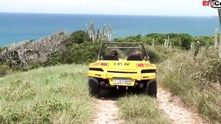 Outdoors lesbo sex with a huge tit blonde and a dark hair thot