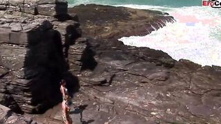 Outdoors lesbo sex with a huge tit blonde and a dark hair thot