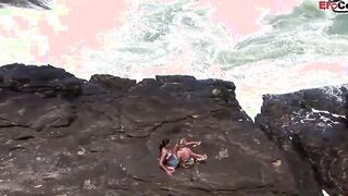 Outdoors lesbo sex with a huge tit blonde and a dark hair thot