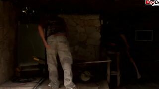 Dark Haired chinese slut in an outside anal 3 way
