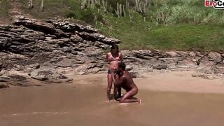 Outdoor sex inside the ocean with a thin latina with