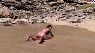 Outdoor sex inside the ocean with a thin latina with