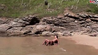 Outdoor sex inside the ocean with a thin latina with