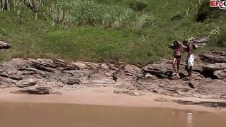 Outdoor sex inside the ocean with a thin latina with