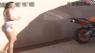 Outdoors lesbian three way with a double sex toy and teenagers yo