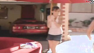 Outdoors lesbian three way with a double sex toy and teenagers yo