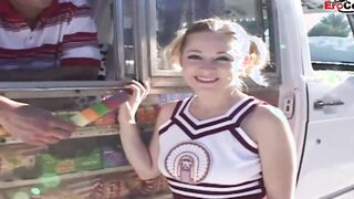 Blonde 19 yo pounded! into a car until the jizzed into her face