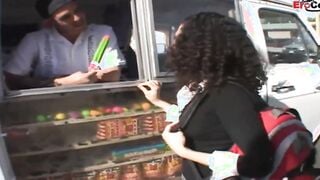 teenagers with curly hair and small titties pick up at the street