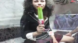 teenagers with curly hair and small titties pick up at the street
