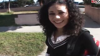 teenagers with curly hair and small titties pick up at the street