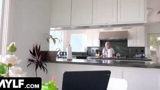 StayHomeMilf - Blue Eyed Blonde Cougar Seduces Young And Turned On Dude And Jumps On His Hard Penis