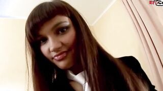 Petite Barely Legal in fishnet stockings banged and play with sextoys