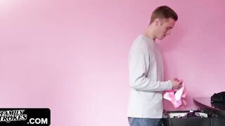 Family Strokes - Mischievous barely legal Yo Hottie Bribes Her New Step Brother By Gagging On His Huge Dong