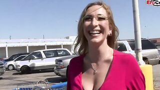 Huge Tit tattooed blonde Milf pick up at the street