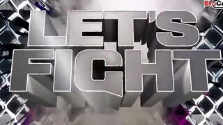 Dark Haired skank with gigantic titties fucking a boxer in the