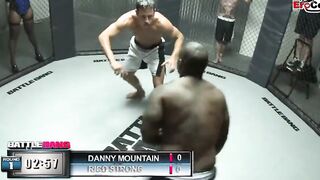 Dark Haired skank with gigantic titties fucking a boxer in the