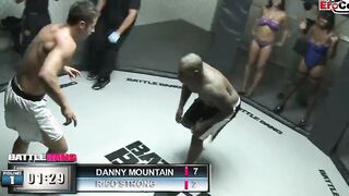 Dark Haired skank with gigantic titties fucking a boxer in the